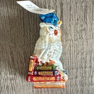 Christopher Radko Graduation Owl Ornament with Books New in Box Hoo Knows More